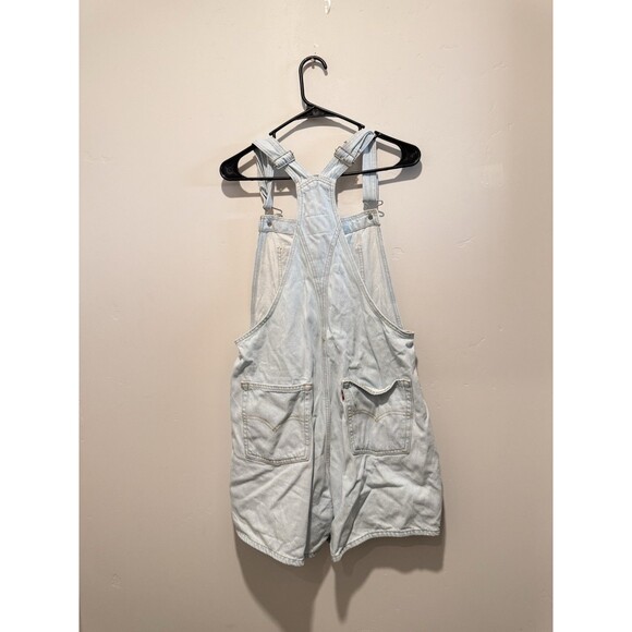 Levis Shortalls Bib Overall Shorts Denim Levi Strauss Light Wash Loose Fit M - Picture 5 of 9